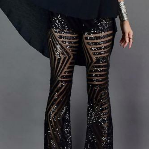 sequin wide leg pants plus size